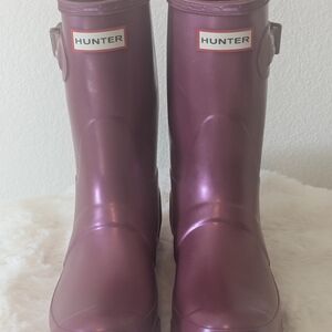 Hunter Original Short Metallic Burgundy Rain Boots Waterproof NWOT Women’s Sz 6